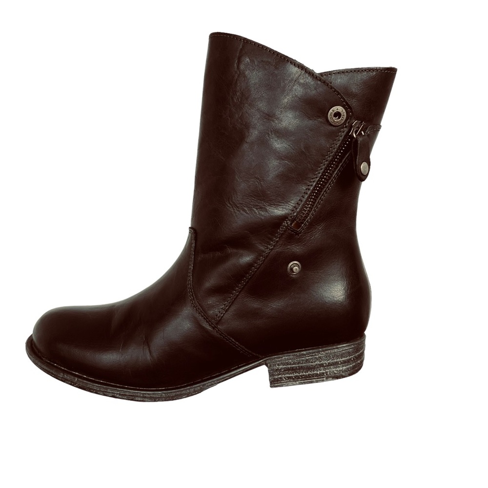 Eric Michael Black Moto Boots Water Repellent Wool Lined Size 38
